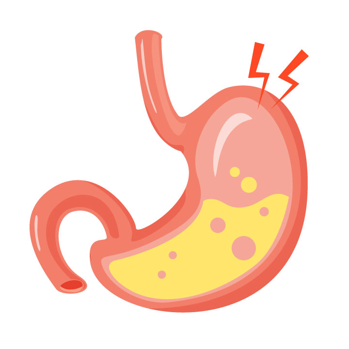 Excessive gastric acid, stomach pain