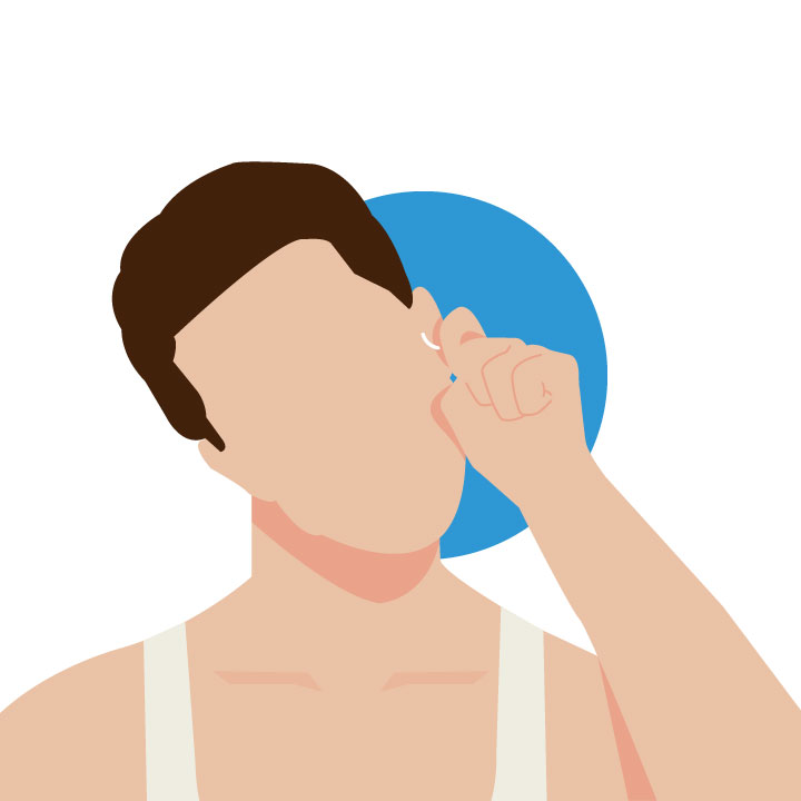 3.Pull several times on the ear lobe to force the drops down into the ear canal